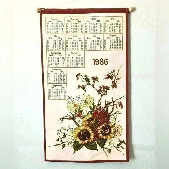 VTG 1986 Dutch Months Hanging Tea Calendar Sun Flowers - Picture 1 of 5